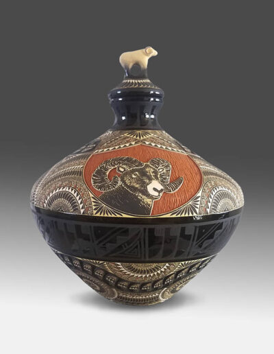 Rodney John Pottery | Ram Pot with Ram Top