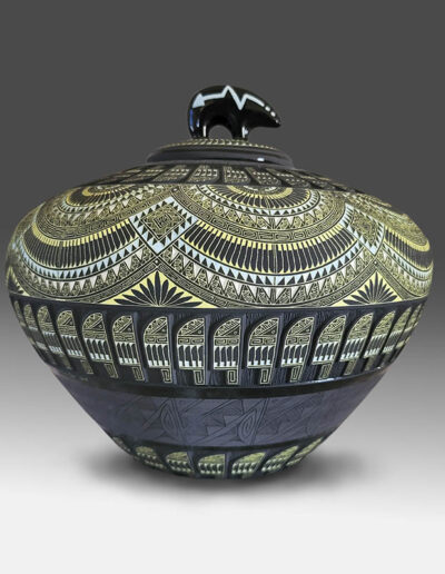 Rodney John Pottery | Wide Pot with Bear Top